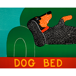 Dog Bed Dachshund Original Woodcut | Dog Mountain, VT - Stephen Huneck