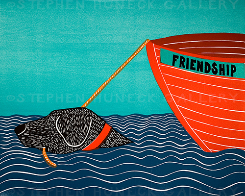 Boat Friendship Original Woodcut | Dog Mountain, VT - Stephen Huneck