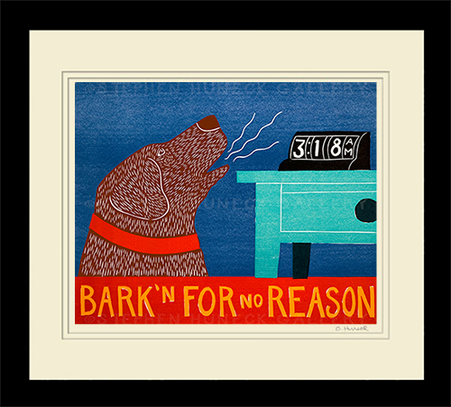 Bark'n for No Reason Original Woodcut | Dog Mountain, VT - Stephen 