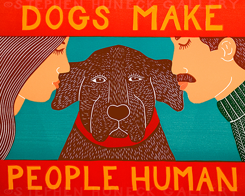 Dogs Make People Human Original Woodcut | Dog Mountain, VT