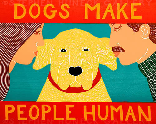 Dogs Make People Human Original Woodcut | Dog Mountain, VT