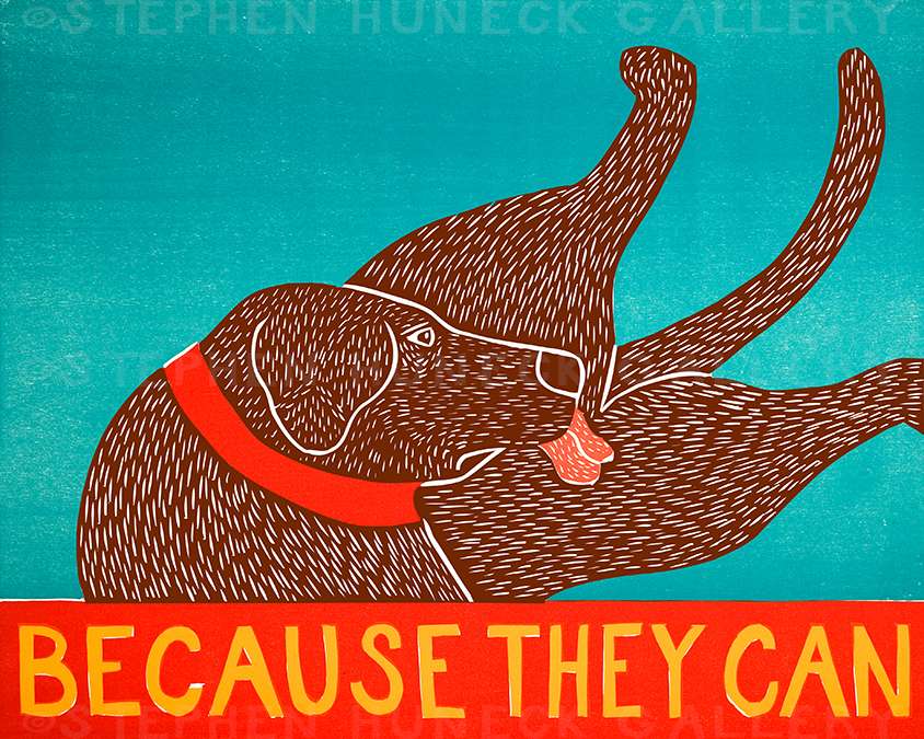 Because They Can Original Woodcut | Dog Mountain, VT - Stephen Huneck