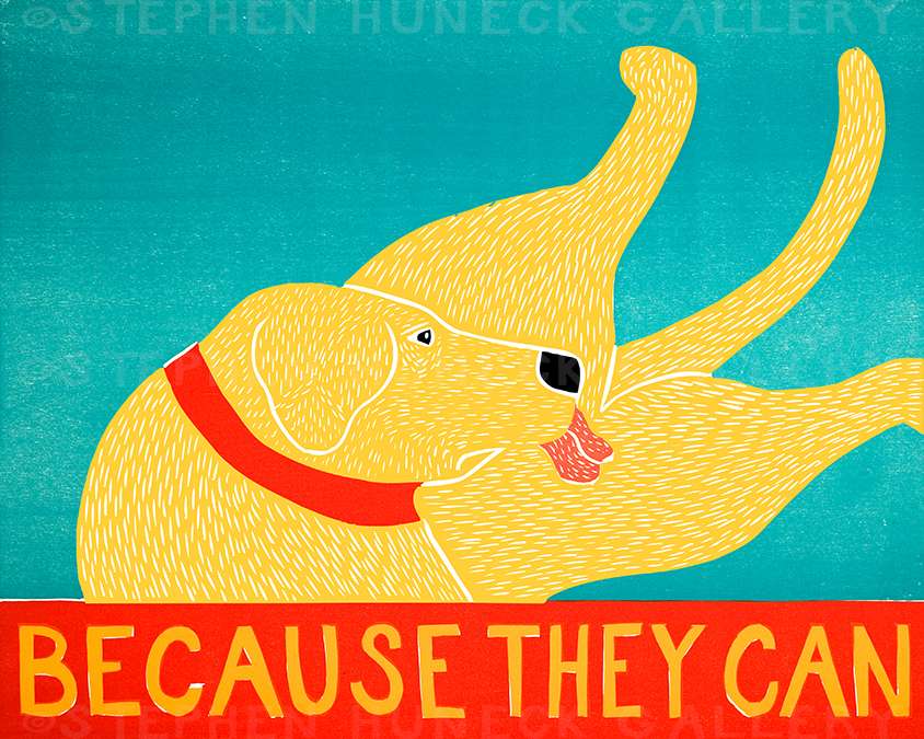 Because They Can Original Woodcut | Dog Mountain, VT - Stephen Huneck